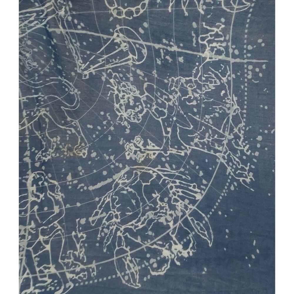 Scarf Large 50x56 Cobalt Blue Astrological Cotton Beach Wrap Zodiac Signs - Picture 12 of 15